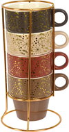 Siaki Collection, Porcelain coffee cups, gold stand, 280 ml, 4 pcs - Mug