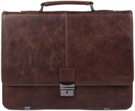 SEGALI Men's leather briefcase, chestnut - Laptop Bag