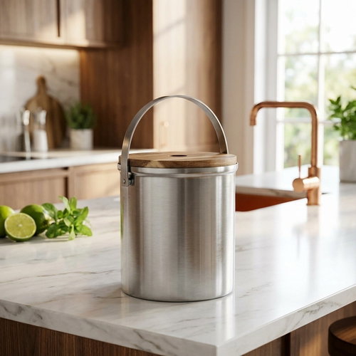 serax S Ice bucket made of brushed steel 14 cm, silver - Ice Bucket - Main image