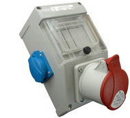 SEZ-CZ Mini-socket switchboard, uninsured 1 × 1653 + 2 × 230 V, 4 module window, IP 44 - Socket