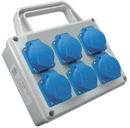SEZ-CZ Mini-socket switchboard Praktik, IP 54, 6 × 230 V, with holder - Socket
