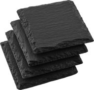 Tablett Siguro Slate Schieferplatten-Set - 10 cm x 10 cm - 4 Stück - schwarz - Podnos