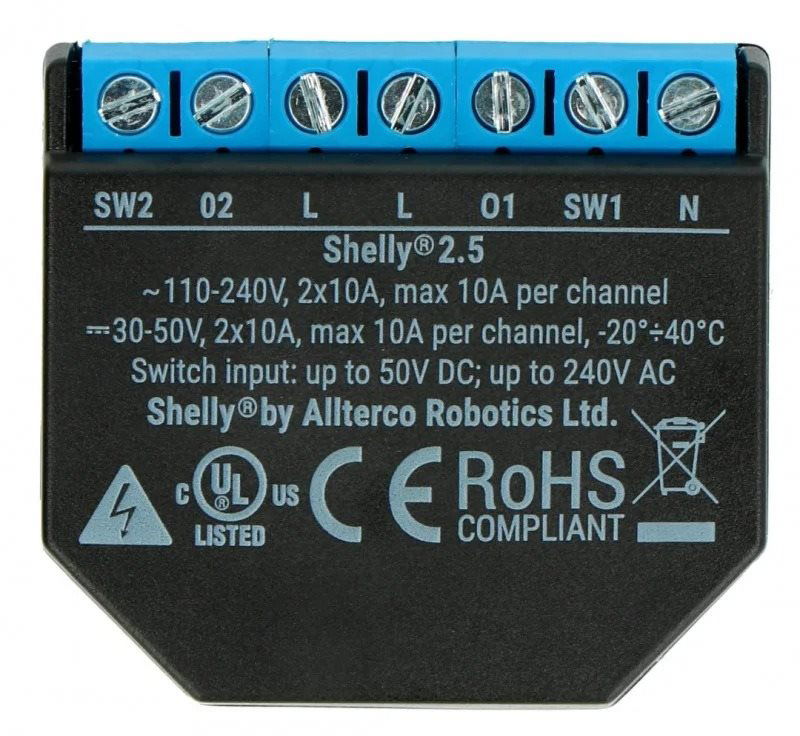 Shelly 2.5 Switch/Shutter Module With Power Consumption