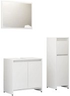 Shumee, 3-dielna súprava kúpeľňového nábytku biela, vysoký lesk, drevotrieska - Kúpeľňová zostava