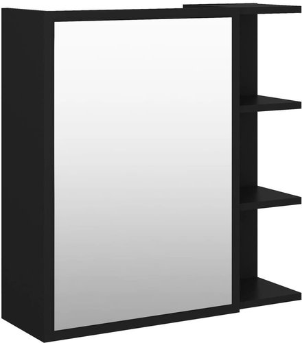 Shumee Koupelnová skříňka se zrcadlem - černá, 62,5 × 20,5 × 64cm, dřevotříska - Bathroom Cabinet - Main image