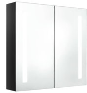 Shumee LED Koupelnová skřínka se zrcadlem - zářivě černá, 62 × 14 × 60 cm - Koupelnová skříňka