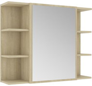 Shumee Koupelnová skříňka - sonoma dub, zrcadlo, 80 × 20,5 × 64 cm, dřevotříska - Koupelnová skříňka