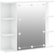 Shumee Zrcadlová skříňka s LED - bílá s vysokým leskem, 70 × 16,5 × 60 cm - Koupelnová skříňka