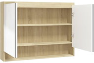 Shumee Koupelnová skříňka se zrcadlem 80 × 15 × 60 cm, MDF, bílá a dubová - Bathroom Cabinet