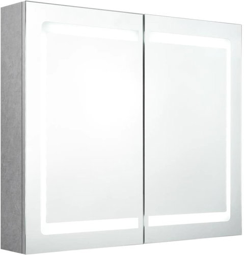 Shumee LED Koupelnová skříňka se zrcadlem - betonově šedá, 80 × 12 × 68 cm - Koupelnová skříňka - Main image