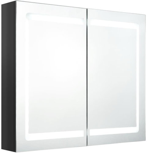 Shumee LED Koupelnová zrcadlová skříňka - lesklá černá, 80 × 12 × 68 cm - Koupelnová skříňka - Main image