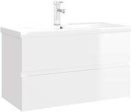 Shumee Skříňka se zápustným umyvadlem - bílá, vysoký lesk, dřevotříska - Koupelnová skříňka