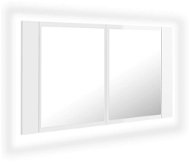 Shumee LED Koupelnová skříňka se zrcadlem - lesklá bílá, 80 × 12 × 45 cm - Koupelnová skříňka