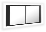 Shumee LED Koupelnová skříňka se zrcadlem - lesklá černá, 100 × 12 × 45 cm - Koupelnová skříňka