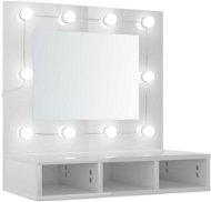 Shumee Zrcadlová skříňka s LED - bílá s vysokým leskem, 60 × 31,5 × 62 cm - Koupelnová skříňka
