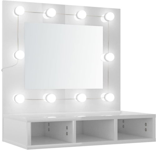 Shumee Zrcadlová skříňka s LED - bílá s vysokým leskem, 60 × 31,5 × 62 cm - Bathroom Cabinet - Main image