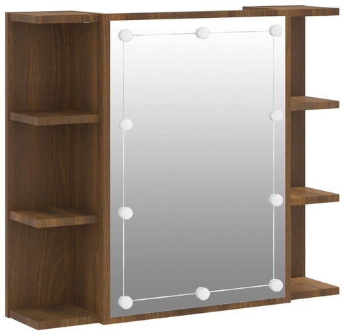 Shumee Zrcadlová skříňka s LED - hnědý dub, 70 × 16,5 × 60 cm - Bathroom Cabinet - Main image