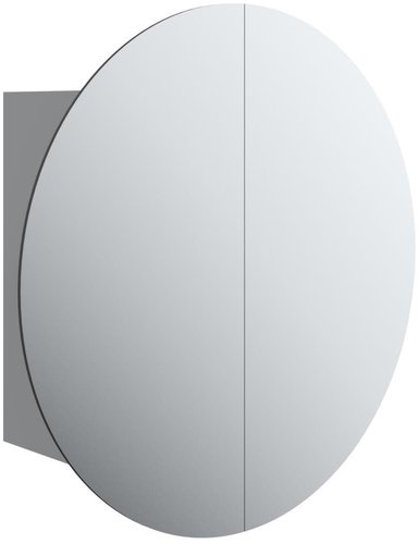 Shumee Bathroom cabinet with round mirror and LED - grey, 47 × 47 × 17,5 cm - Bathroom Cabinet - Main image