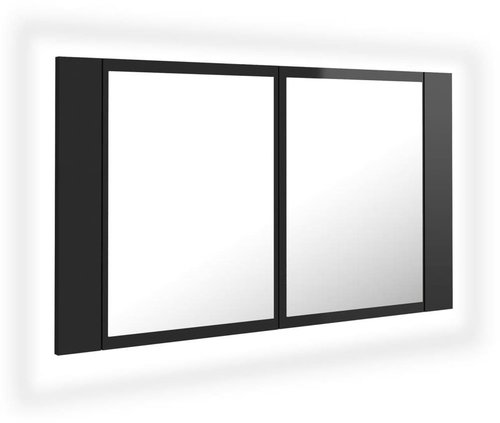 Shumee LED Koupelnová skříňka se zrcadlem - lesklá černá, 80 × 12 × 45 cm - Koupelnová skříňka - Main image