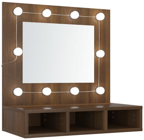 Shumee Zrcadlová skříňka s LED - hnědý dub, 60 × 31,5 × 62 cm - Bathroom Cabinet - Main image