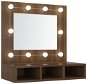 Shumee Zrkadlová skrinka s LED – hnedý dub, 60 × 31,5 × 62 cm - Kúpeľňová skrinka
