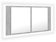 Shumee LED Koupelnová skříňka se zrcadlem - betonově šedá, 90 × 12 × 45 cm - Koupelnová skříňka