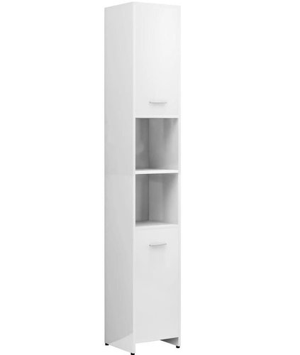 Shumee Koupelnová skříňka - bílá, vysoký lesk, 30 × 30 × 183,5 cm, dřevotříska - Bathroom Cabinet - Main image