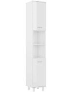 Shumee Koupelnová skříňka - bílá, vysoký lesk, 30 × 30 × 179 cm, dřevotříska - Koupelnová skříňka