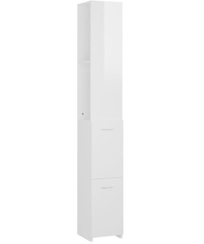 Shumee Bathroom cabinet - white, high gloss, 25 × 25 × 170 cm, chipboard - Bathroom Cabinet - Main image