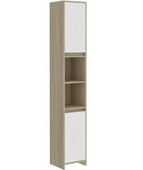 Shumee Koupelnová skříňka - bílá, dub sonoma, 30 × 30 × 183,5 cm, dřevotříska - Koupelnová skříňka