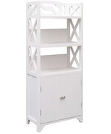 Shumee Koupelnová skříňka - bílá, 46 × 24 × 116 cm, dřevo pavlovnie, 284109 - Koupelnová skříňka