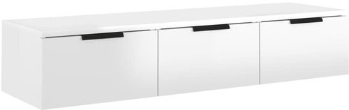 Shumee Nástěnná skříňka - lesklá bílá, 102 × 30 × 20 cm, kompozitní dřevo - Skříňka - Main image