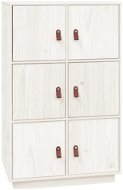 Shumee Skriňa highboard – biela, 67 × 40 × 108,5 cm, masívne borovicové drevo - Skriňa