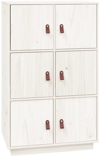 Shumee Skříň highboard - bílá, 67 × 40 × 108,5 cm, masivní borové dřevo - Skříň - Main image
