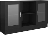 Shumee Prosklená skříň - černá, vysoký lesk, 120 × 30,5 × 70 cm, dřevotříska - Skříň