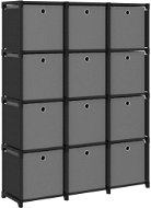 Shumee Výstavní regál 12 přihrádek s boxy, černá, 103 × 30 × 141 cm, textil - Shelf