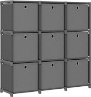 Shumee Výstavný regál 9 priehradiek s boxami sivé, 103 × 30 × 107,5 cm, textil - Regál