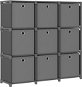 Shumee Výstavný regál 9 priehradiek s boxami sivé, 103 × 30 × 107,5 cm, textil - Regál