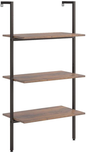 Shumee 3patrový opěrný regál, tmavě hnědá a černá, 64 × 35 × 120,5 cm - Shelving Unit - Main image