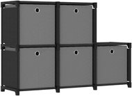 Shumee Výstavní regál 5 přihrádek s boxy, černé, 103 × 30 × 72,5 cm, textil - Shelving Unit