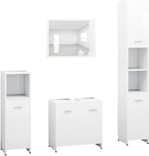 Shumee 4dílný set koupelnového nábytku bílý, dřevotříska - Bathroom Set - Main image