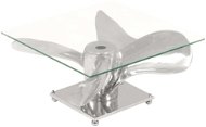 SHUMEE Konferenční stolek stříbrný 60 × 60 × 30 cm hliník a tvrzené sklo, 246503 - Konferenční stolek