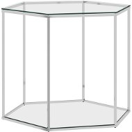 SHUMEE Konferenční stolek stříbrný 60 × 53 × 50 cm nerezová ocel a sklo, 289039 - Konferenční stolek