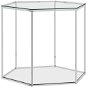 SHUMEE Konferenčný stolík strieborný 60 × 53 × 50 cm nehrdzavejúca oceľ a sklo, 289039 - Konferenčný stolík