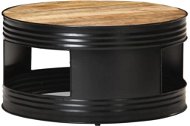 SHUMEE Konferenčný stolík čierny 68 × 68 × 36 cm masívny hrubý mangovník, 321931 - Konferenčný stolík