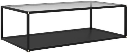 SHUMEE Konferenční stolek průhledný a černý 120 × 60 × 35 cm tvrzené sklo, 322906 - Konferenční stolek - Main image