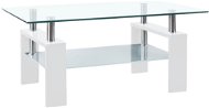 SHUMEE Konferenčný stolík biely a priehľadný 95 × 55 × 40 cm tvrdené sklo, 330304 - Konferenčný stolík