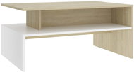 SHUMEE Konferenční stolek bílý a dub sonoma 90 × 60 × 42,5 cm dřevotříska, 803259 - Konferenční stolek