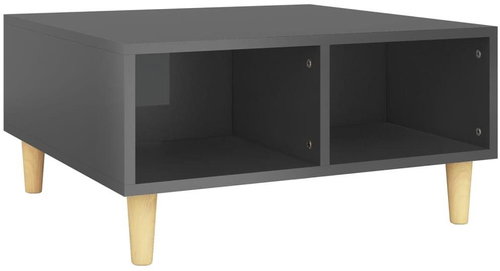 SHUMEE Konferenční stolek šedý vysoký lesk 60 × 60 × 30 cm dřevotříska, 805985 - Konferenční stolek - Main image