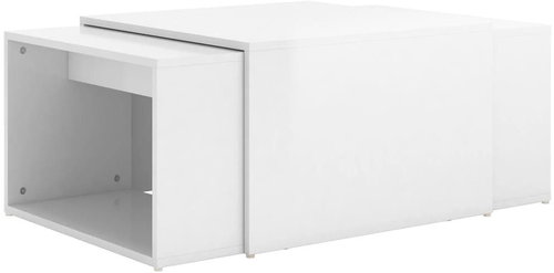 SHUMEE Sada 3 konferenčních stolků bílá s vysokým leskem 60 × 60 × 30 cm, 806900 - Konferenční stolek - Main image